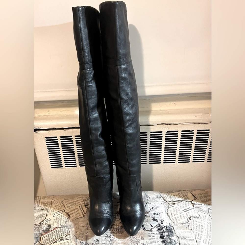 Mark Fisher black leather over-the-knee boots